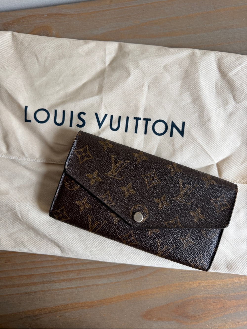 Louis Vuitton Monogram Sarah Envelope Wallet Brown